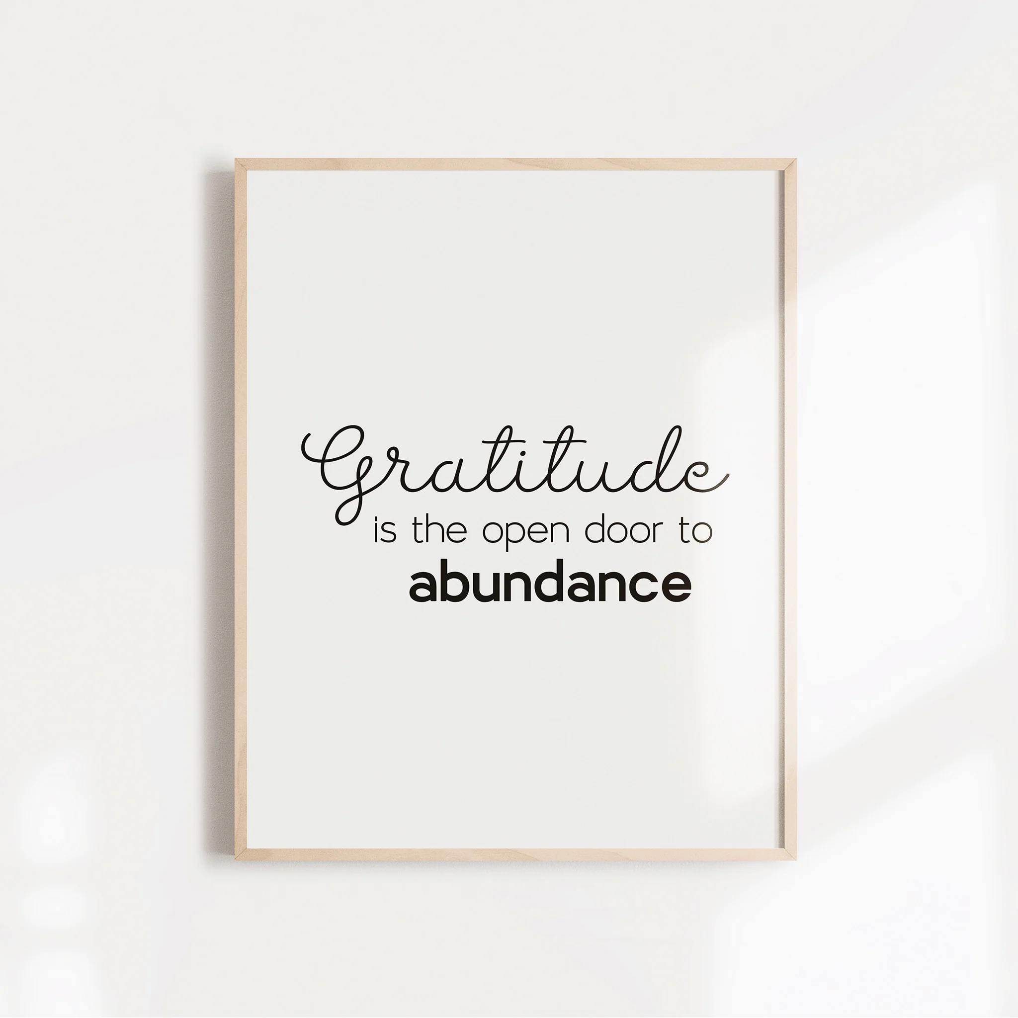 "Gratitude is the Open Door to Abundance," Inspirational Quote Wall Art Print