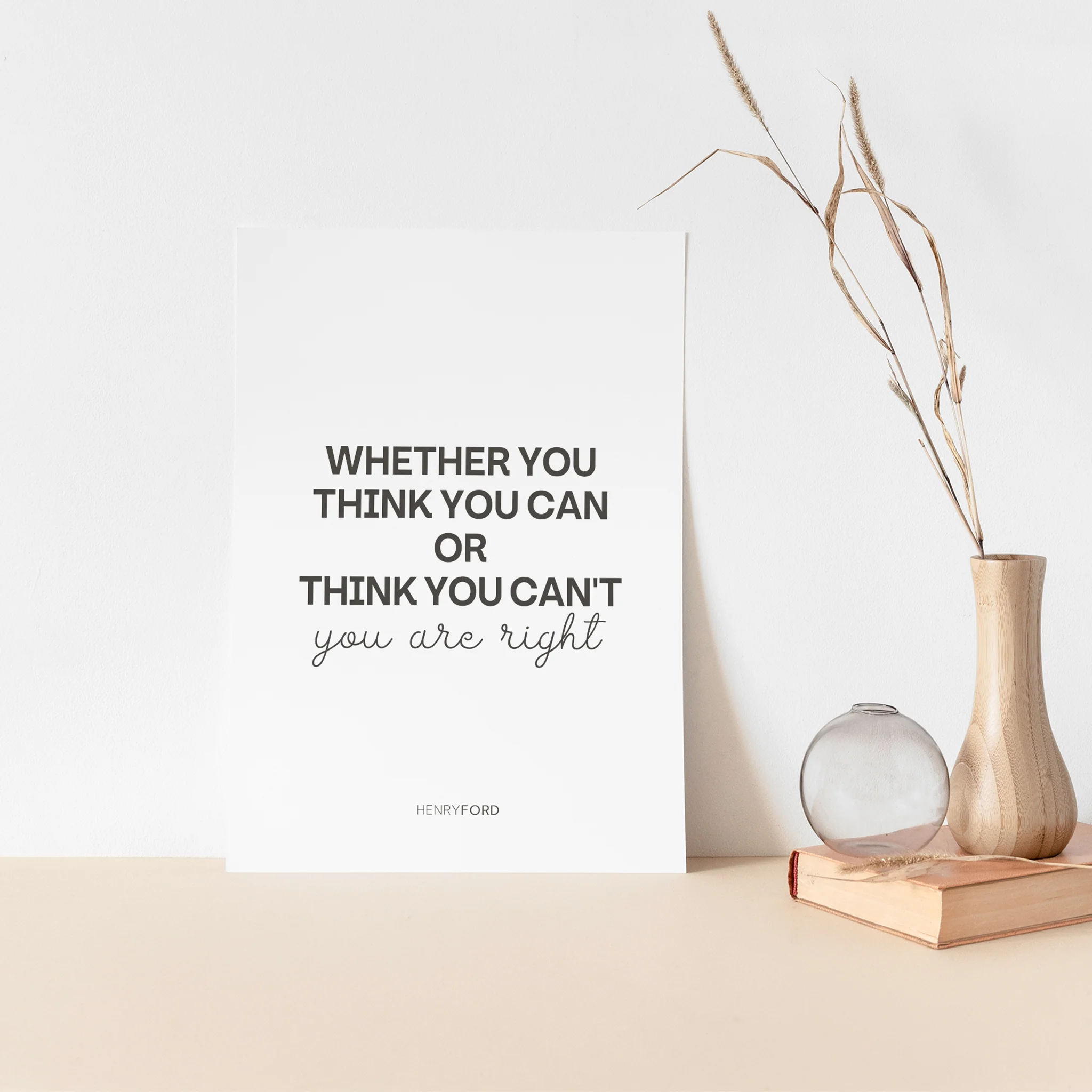 "Whether you think you can or you can't, you're right." Henry Ford Inspirational Quote Wall Art Print - Image 3