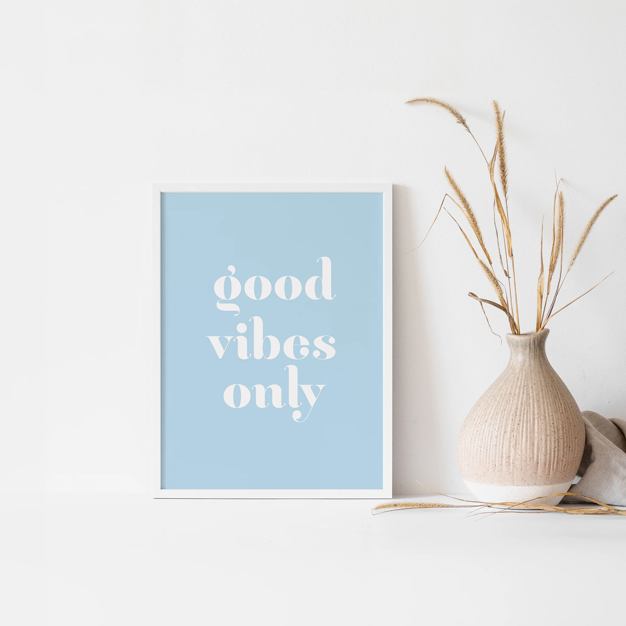 "Good Vibes Only," Wall Art Poster In Blue - Image 3