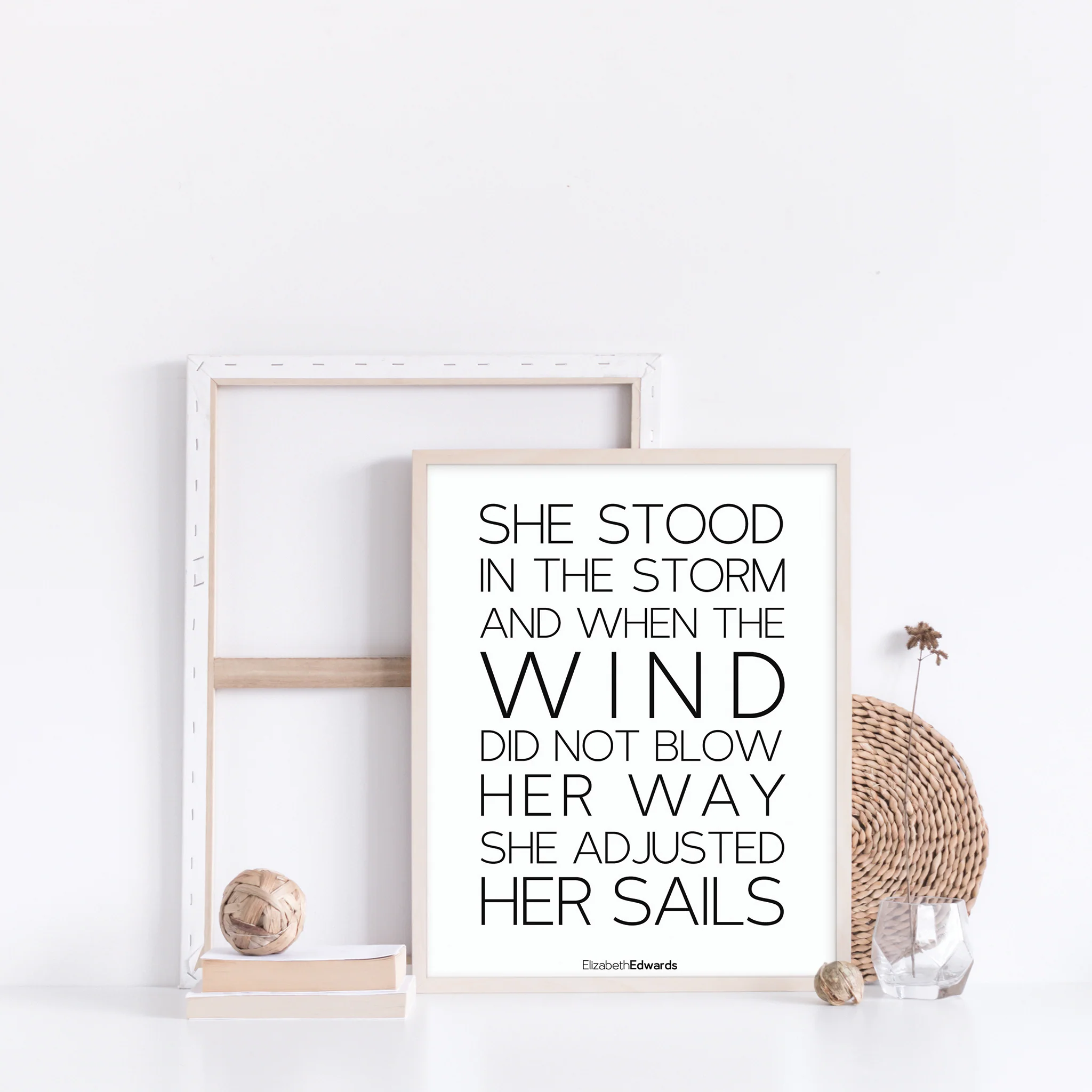 "She stood in the storm and when the wind did not blow her way, she adjusted her sails," Inspirational Wall Art Print - Image 3